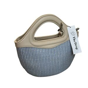NWT The Drop Women's Xiomara Mini Tote in Fog Blue Raffia